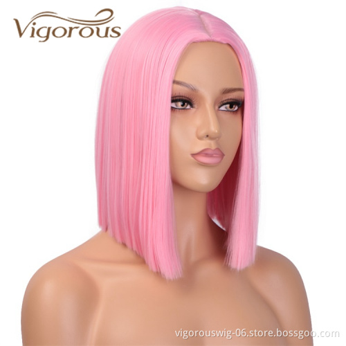 Cheapest High Quality Dropshipping Premium Colored Short Heat Resistant Fiber Natural Hairline Wholesale Synthetic Hair Wigs